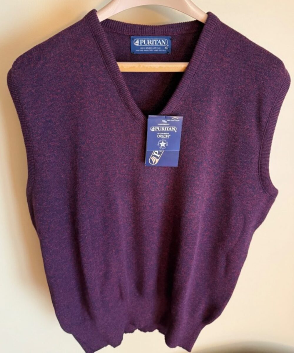 Men's Vest - Red & Navy Heather, Acrylic -  Puritan - XL, USA Made - New w/Tags